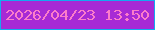 文字の大きさ：4、枠の色：14a9f0、背景の色：a72ad5、文字の色：fc7dca 無料ブログパーツのブログ時計