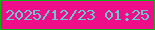 文字の大きさ：1、枠の色：14b116、背景の色：ef0e8a、文字の色：6bcacd 無料ブログパーツのブログ時計