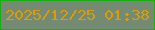 文字の大きさ：2、枠の色：14b30c、背景の色：758a72、文字の色：da9d05 無料ブログパーツのブログ時計
