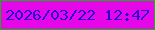 文字の大きさ：1、枠の色：14b512、背景の色：e607e9、文字の色：2901d3 無料ブログパーツのブログ時計