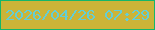 文字の大きさ：2、枠の色：14b66a、背景の色：cbb438、文字の色：63ced6 無料ブログパーツのブログ時計