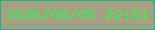 文字の大きさ：2、枠の色：14b878、背景の色：a59f86、文字の色：3aee49 無料ブログパーツのブログ時計