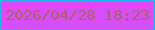 文字の大きさ：2、枠の色：14bde4、背景の色：db4cf9、文字の色：a66270 無料ブログパーツのブログ時計
