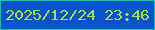 文字の大きさ：1、枠の色：14c2a5、背景の色：0854ca、文字の色：abdf49 無料ブログパーツのブログ時計
