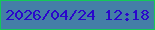 文字の大きさ：4、枠の色：14c858、背景の色：447ea7、文字の色：2a06cc 無料ブログパーツのブログ時計