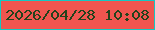 文字の大きさ：3、枠の色：14c8c2、背景の色：f0554f、文字の色：23421b 無料ブログパーツのブログ時計