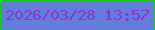 文字の大きさ：3、枠の色：14cd15、背景の色：637cdd、文字の色：8337ca 無料ブログパーツのブログ時計