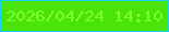 文字の大きさ：1、枠の色：14d0fc、背景の色：4ae40a、文字の色：7efe2d 無料ブログパーツのブログ時計