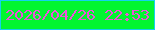文字の大きさ：1、枠の色：14d1ef、背景の色：02f531、文字の色：eb55da 無料ブログパーツのブログ時計