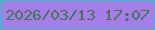 文字の大きさ：2、枠の色：14d2b2、背景の色：a67dea、文字の色：377b43 無料ブログパーツのブログ時計