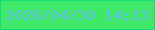 文字の大きさ：4、枠の色：14dc7b、背景の色：3fe866、文字の色：62bff0 無料ブログパーツのブログ時計