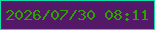 文字の大きさ：1、枠の色：14dea8、背景の色：541869、文字の色：2fa200 無料ブログパーツのブログ時計