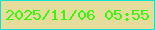 文字の大きさ：5、枠の色：14decd、背景の色：e6dd9d、文字の色：37f612 無料ブログパーツのブログ時計