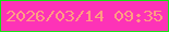 文字の大きさ：5、枠の色：14e214、背景の色：fd33b7、文字の色：ff9d83 無料ブログパーツのブログ時計