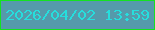 文字の大きさ：5、枠の色：14e221、背景の色：559aab、文字の色：26dedd 無料ブログパーツのブログ時計