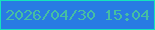 文字の大きさ：3、枠の色：14e3bd、背景の色：287be3、文字の色：46bea3 無料ブログパーツのブログ時計