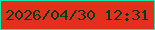 文字の大きさ：3、枠の色：14e7a8、背景の色：e2301c、文字の色：013c1a 無料ブログパーツのブログ時計