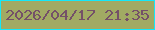 文字の大きさ：2、枠の色：14e8f9、背景の色：a1aa63、文字の色：745068 無料ブログパーツのブログ時計
