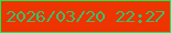 文字の大きさ：3、枠の色：14ec51、背景の色：ee3401、文字の色：3bbe6a 無料ブログパーツのブログ時計