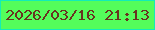 文字の大きさ：2、枠の色：14ecb8、背景の色：54fd5b、文字の色：683420 無料ブログパーツのブログ時計