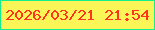文字の大きさ：5、枠の色：14ee8f、背景の色：fbf658、文字の色：ff351d 無料ブログパーツのブログ時計