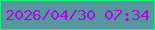 文字の大きさ：1、枠の色：14f576、背景の色：57989f、文字の色：ac08e6 無料ブログパーツのブログ時計