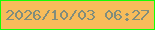 文字の大きさ：4、枠の色：14fe04、背景の色：f7bc5b、文字の色：818d7c 無料ブログパーツのブログ時計