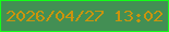 文字の大きさ：1、枠の色：14fe18、背景の色：438f54、文字の色：cb940d 無料ブログパーツのブログ時計