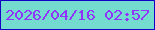 文字の大きさ：2、枠の色：1500c7、背景の色：74dbcf、文字の色：9232fd 無料ブログパーツのブログ時計