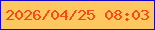 文字の大きさ：2、枠の色：1503cc、背景の色：fcc85f、文字の色：f84918 無料ブログパーツのブログ時計