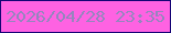 文字の大きさ：4、枠の色：150475、背景の色：fe62e2、文字の色：9585be 無料ブログパーツのブログ時計