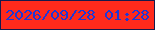文字の大きさ：4、枠の色：151a4c、背景の色：ff2a1c、文字の色：2037d5 無料ブログパーツのブログ時計