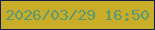 文字の大きさ：2、枠の色：151b45、背景の色：c9ad28、文字の色：599a74 無料ブログパーツのブログ時計