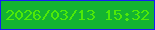 文字の大きさ：2、枠の色：151ef4、背景の色：13b431、文字の色：4ee908 無料ブログパーツのブログ時計
