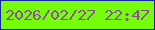 文字の大きさ：2、枠の色：1525a2、背景の色：75fe0a、文字の色：8d4d9a 無料ブログパーツのブログ時計