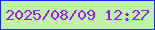 文字の大きさ：2、枠の色：1526fb、背景の色：bff3a8、文字の色：9f17fe 無料ブログパーツのブログ時計
