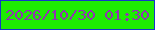 文字の大きさ：3、枠の色：1536ca、背景の色：1eec02、文字の色：9133b1 無料ブログパーツのブログ時計
