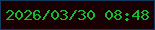 文字の大きさ：2、枠の色：153b5c、背景の色：190002、文字の色：10be2b 無料ブログパーツのブログ時計