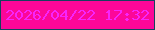 文字の大きさ：4、枠の色：15425e、背景の色：fc0798、文字の色：f724fa 無料ブログパーツのブログ時計