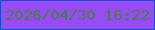 文字の大きさ：1、枠の色：154dc7、背景の色：984cf8、文字の色：457c47 無料ブログパーツのブログ時計