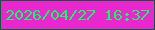 文字の大きさ：1、枠の色：155540、背景の色：e828ce、文字の色：12fa5f 無料ブログパーツのブログ時計