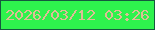 文字の大きさ：2、枠の色：15583e、背景の色：2ef24d、文字の色：debd96 無料ブログパーツのブログ時計