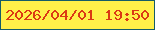 文字の大きさ：1、枠の色：155c68、背景の色：fff049、文字の色：db3914 無料ブログパーツのブログ時計