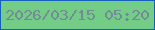 文字の大きさ：5、枠の色：155fbd、背景の色：74cd87、文字の色：738a99 無料ブログパーツのブログ時計