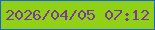 文字の大きさ：4、枠の色：1564d8、背景の色：91d115、文字の色：7a3a9a 無料ブログパーツのブログ時計