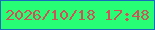 文字の大きさ：1、枠の色：156cbd、背景の色：28fd76、文字の色：d05158 無料ブログパーツのブログ時計