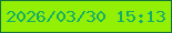 文字の大きさ：4、枠の色：157338、背景の色：93f005、文字の色：14ac67 無料ブログパーツのブログ時計