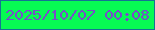 文字の大きさ：2、枠の色：157394、背景の色：07fb53、文字の色：784dc9 無料ブログパーツのブログ時計