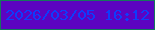 文字の大きさ：1、枠の色：15775d、背景の色：5c04c1、文字の色：0e3cfc 無料ブログパーツのブログ時計