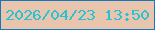 文字の大きさ：3、枠の色：1577bd、背景の色：e8c5ac、文字の色：26c2d8 無料ブログパーツのブログ時計